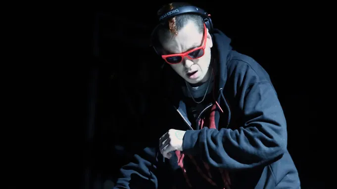 Sid Wilson performing with Slipknot onstage